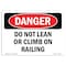 Signmission OSHA Danger Sign, Do Not Lean Or Climb On Railing, 18in X 12in Decal, 12" W, 18" L, Landscape OS-DS-D-1218-L-2098 - alternate 1
